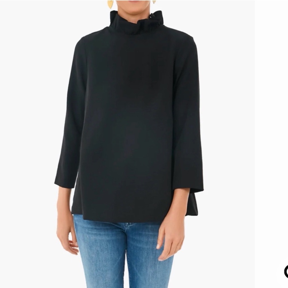 Tuckernuck Black Ruffle Neck Blouse